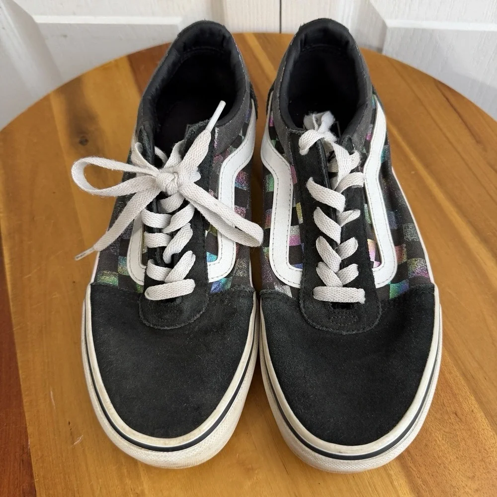Vans Multicolor Iridescent Checkerboard Low Top Lace Up Sneakers Women's Size 8